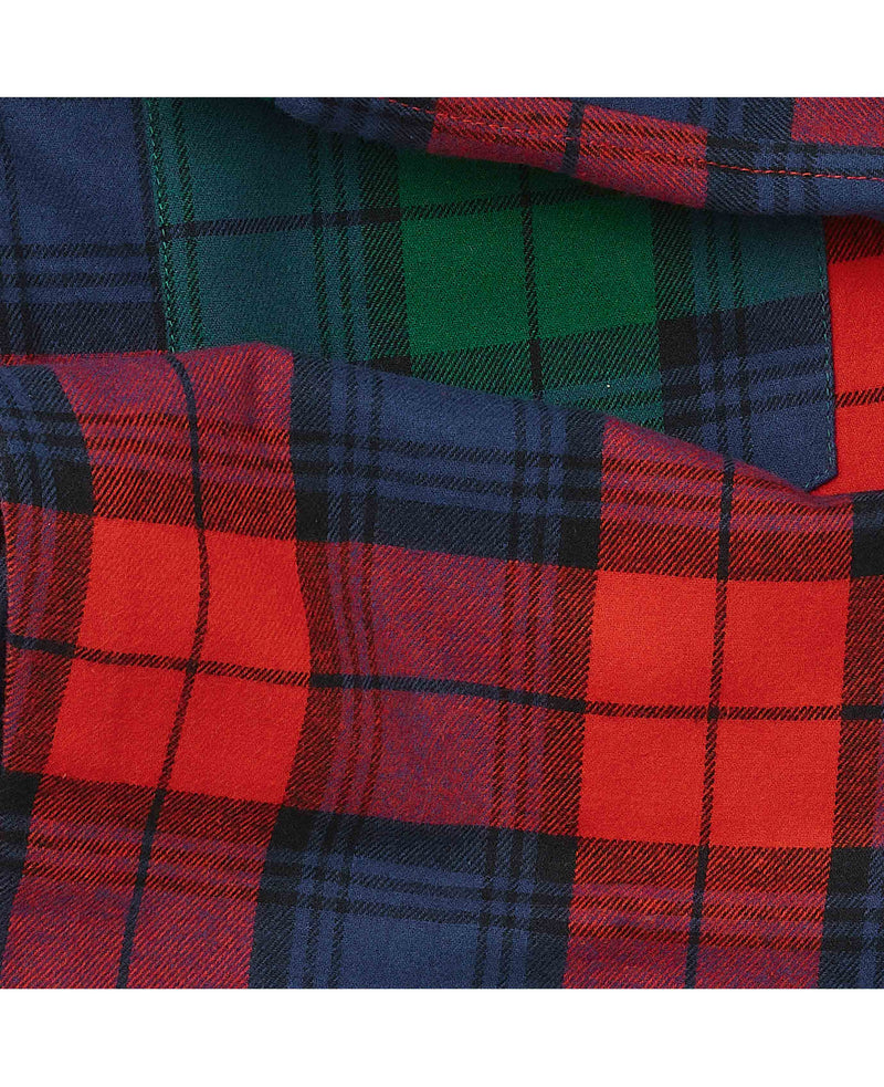 Red Multi Brushed Cotton Twill Window Check Lounge Pants