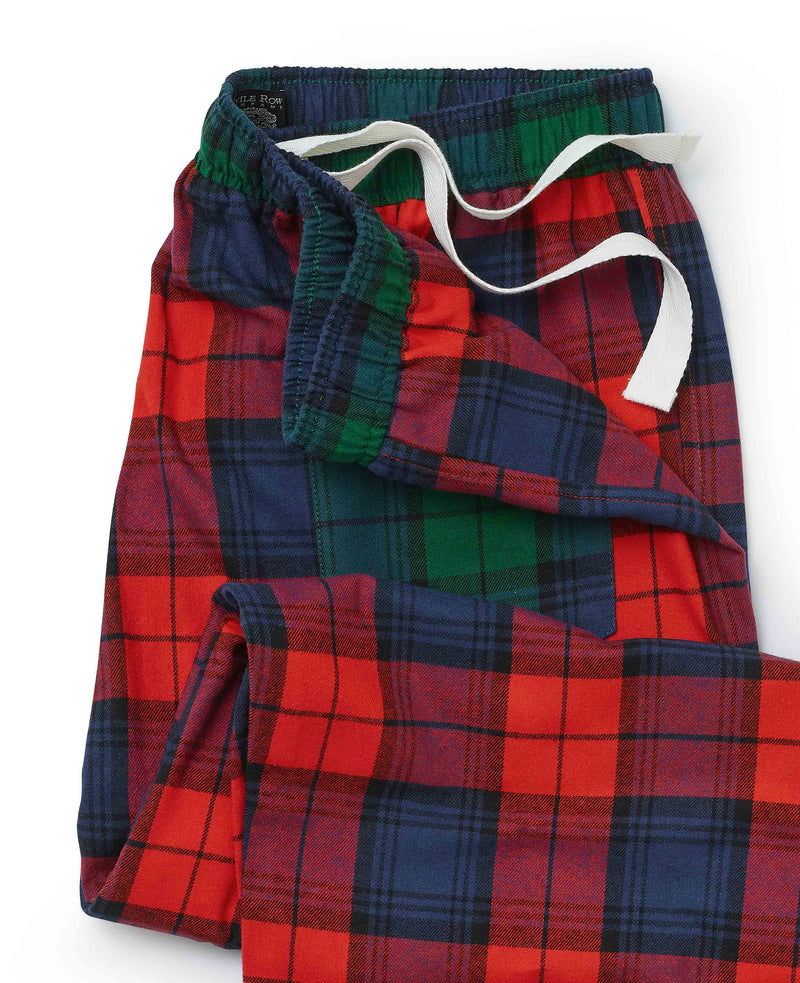 Red Multi Brushed Cotton Twill Window Check Lounge Pants