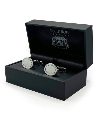 Silver Tone Rhodium Plated Oval Cufflinks