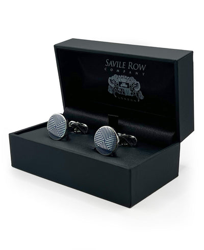 Silver Tone Rhodium Plated Circular Geometric Cufflinks