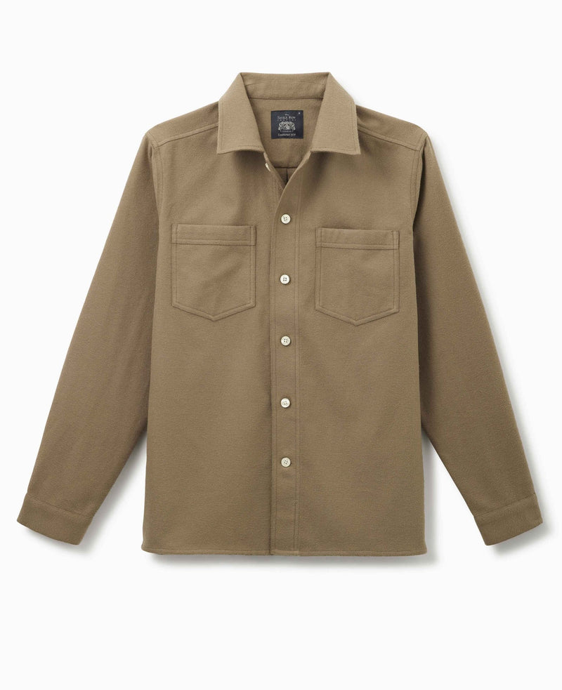 Tan Brushed Cotton Overshirt   - On Mannequin - 1404TAN