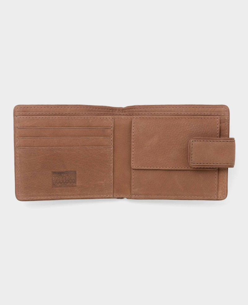 Brown leather wallet on a white background
