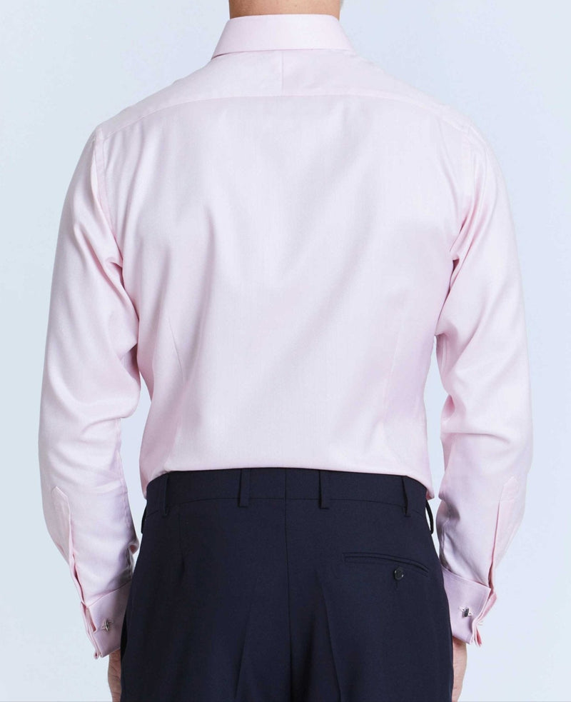 thomas pink herringbone stripe made to measure shirt model back 1