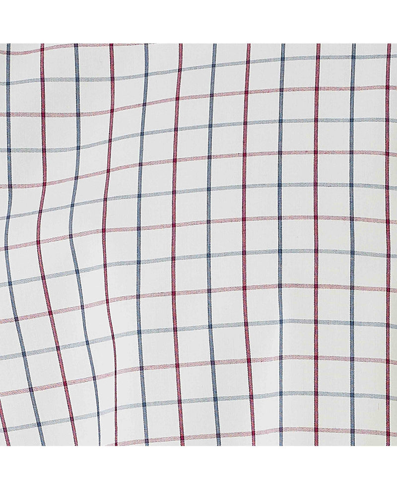 White Burgundy Cotton Tattersall Check Slim Fit Formal Shirt - Single Cuff