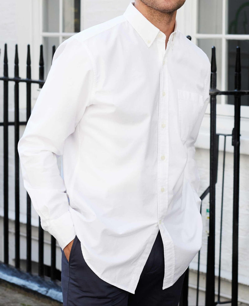 Men's White Classic Fit Oxford Casual Shirt