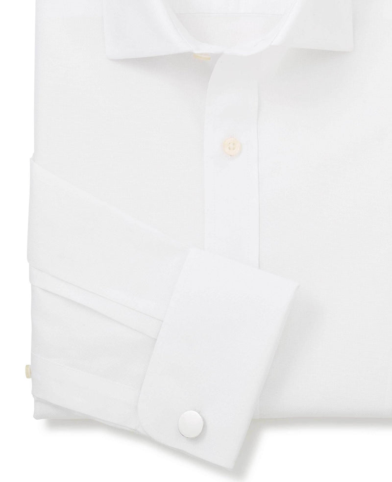 white cotton slim fit non iron shirt double cuff 2041wht No Tie detail