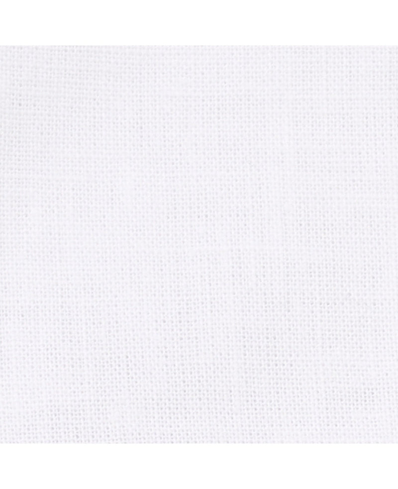 White Linen-Blend Classic Fit Short Sleeve Shirt