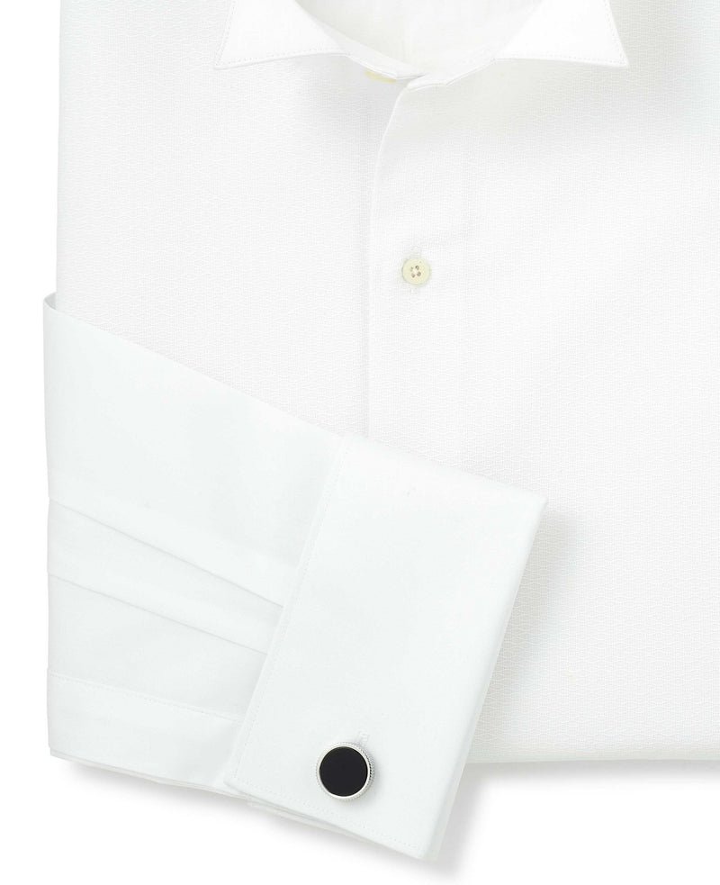 white marcella wing collar classic fit dress shirt double cuff 1508wht No Tie detail