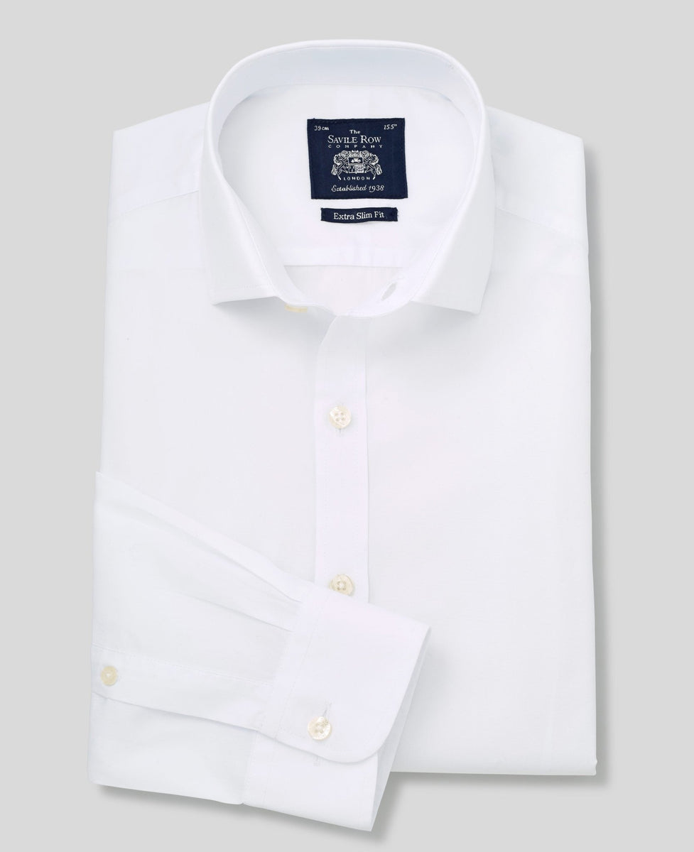Men's White Poplin Extra Slim Fit Formal Shirt | Savile Row Company Men's White Poplin Extra Slim Fit Formal Shirt | Savile Row Company