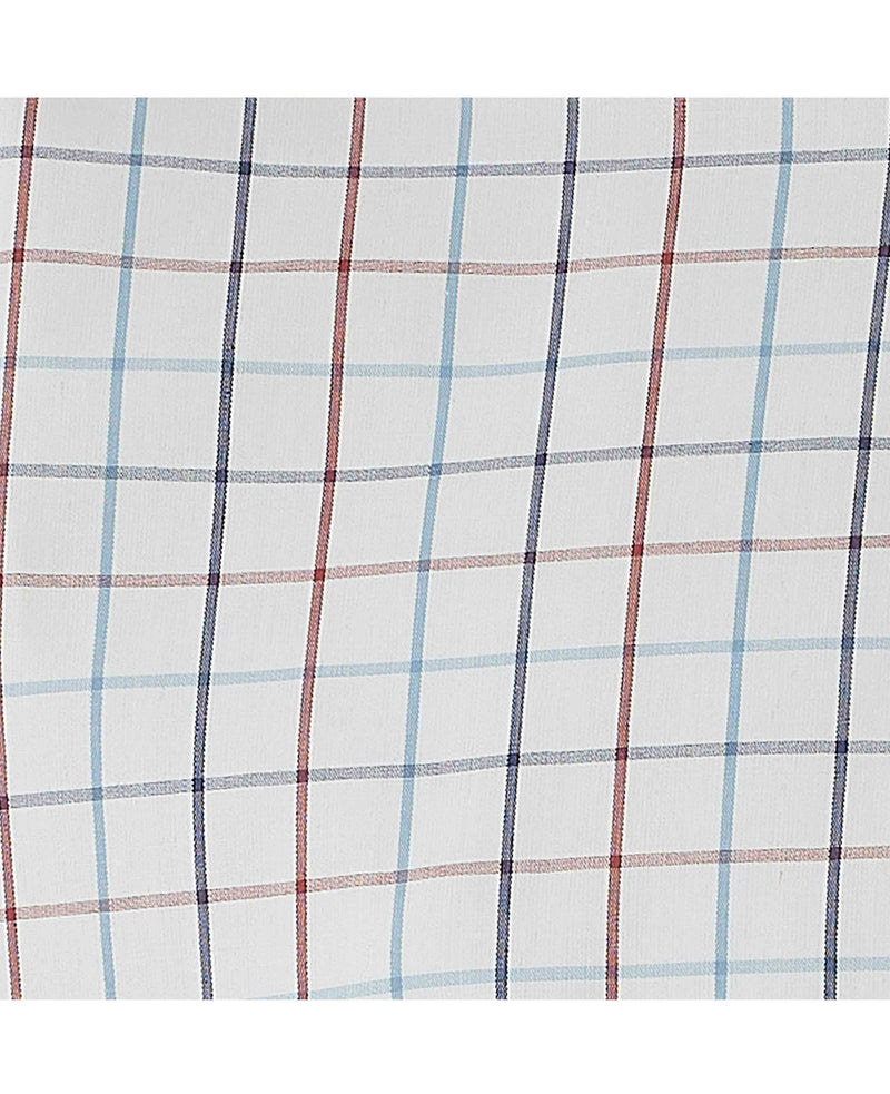 White Red Cotton Tattersall Check Slim Fit Formal Shirt - Single Cuff