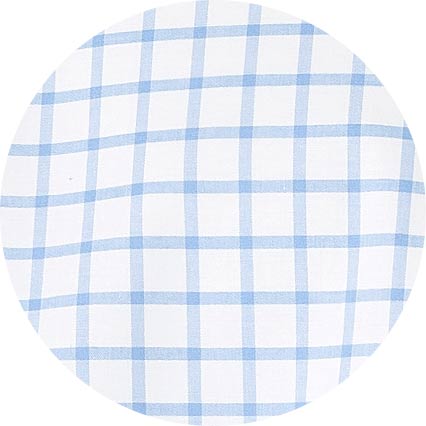 Men's White Sky Blue Stretch Cotton Classic Fit Button-Down Check Casual Shirt fabric swatch