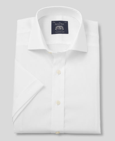 Men's White Cotton Slim Fit Short Sleeve Formal Shirt
