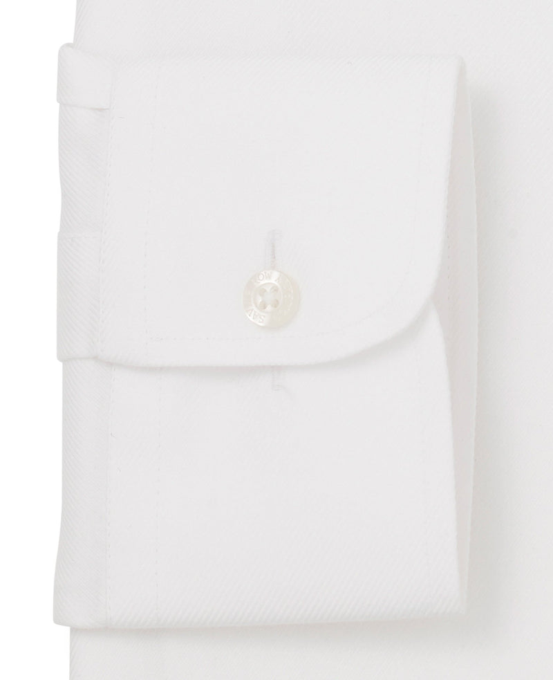 Non Iron White Twill Windsor Collar Classic Fit Formal Shirt - Single Cuff
