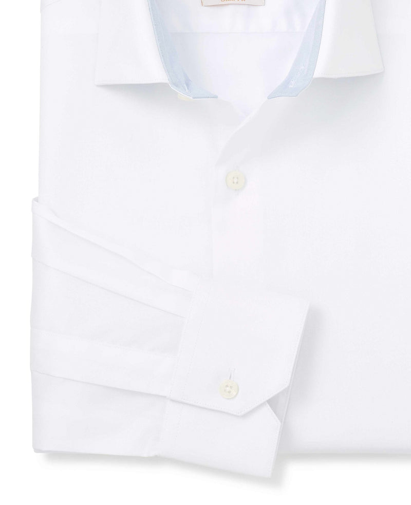Men's White Two-Ply Cotton Slim Fit Formal Shirt With Single Cuffs sleeve detail
