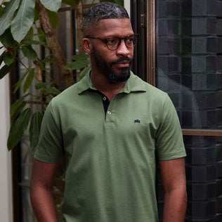 Mens khaki green polo