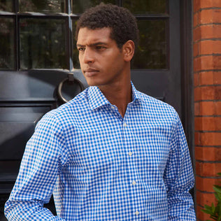 Mens blue gingham shirt