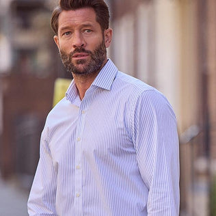 Men's Blue and White Striped Shirts - Savile Row Company
