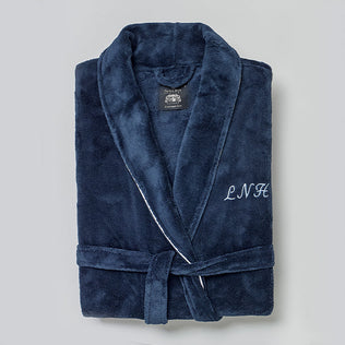 Mens navy personalised dressing gown