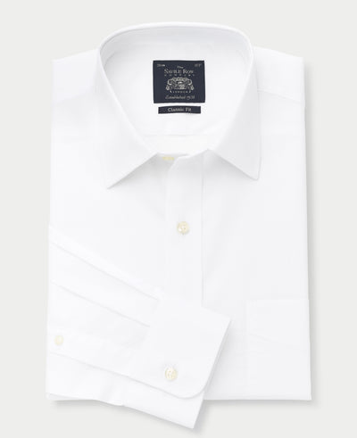 Men's White Cotton Classic Fit Formal Shirt With Single or Double Cuffs