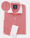 Red White Reverse Stripe Cutaway Collar Slim Fit Formal Shirt - Double Cuff [RTC]