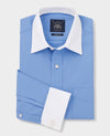 French Blue Classic Fit Formal Shirt With White Collar & Cuffs