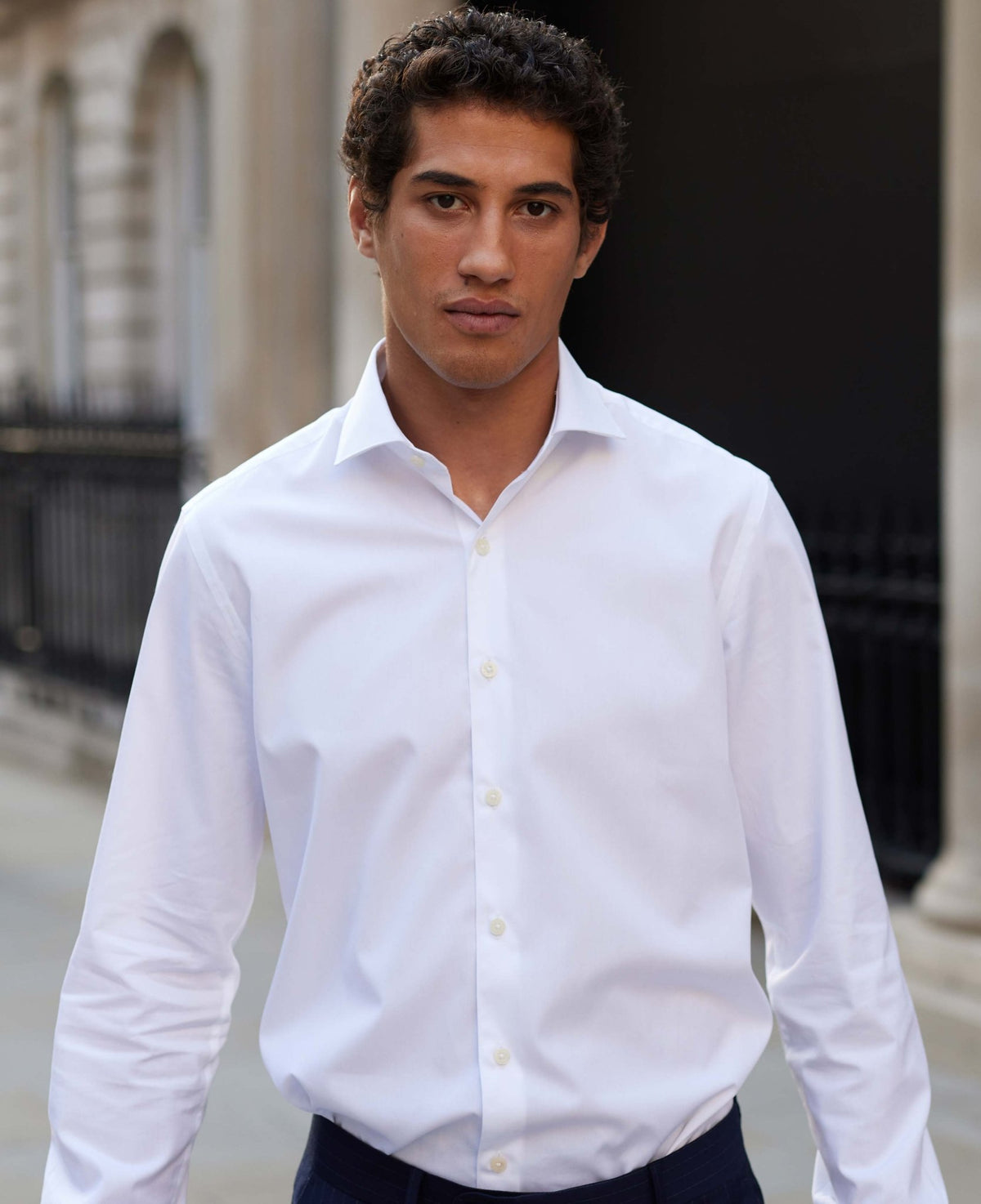 Labiyeur Men's Slim Fit French Cuff Dress Shirt - White Poplin Cotton Blend For Formal Wear
