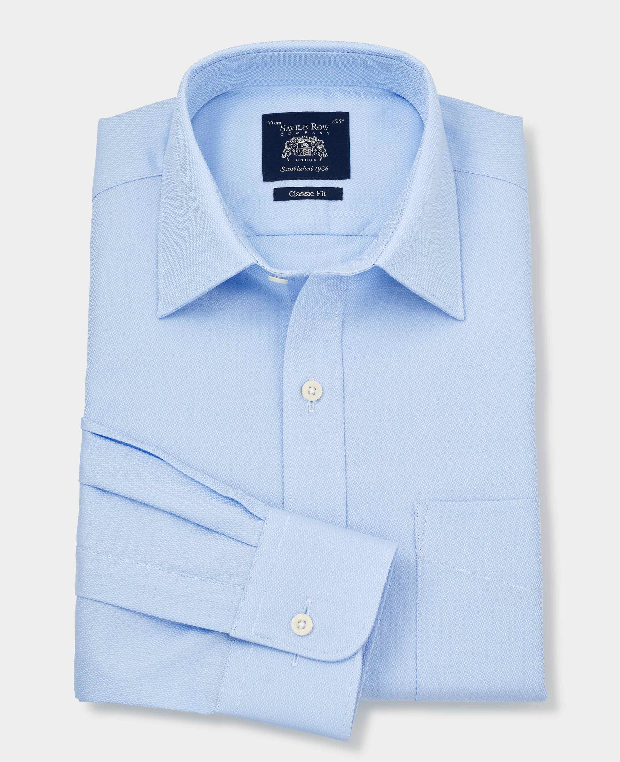 Men's Sky Blue Twill Classic Fit Formal Shirt | Savile Row Company Men's Sky Blue Twill Classic Fit Formal Shirt | Savile Row Company