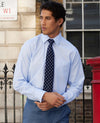 Sky Blue Textured Classic Fit Shirt w/ Windsor Collar - Single or Double Cuff