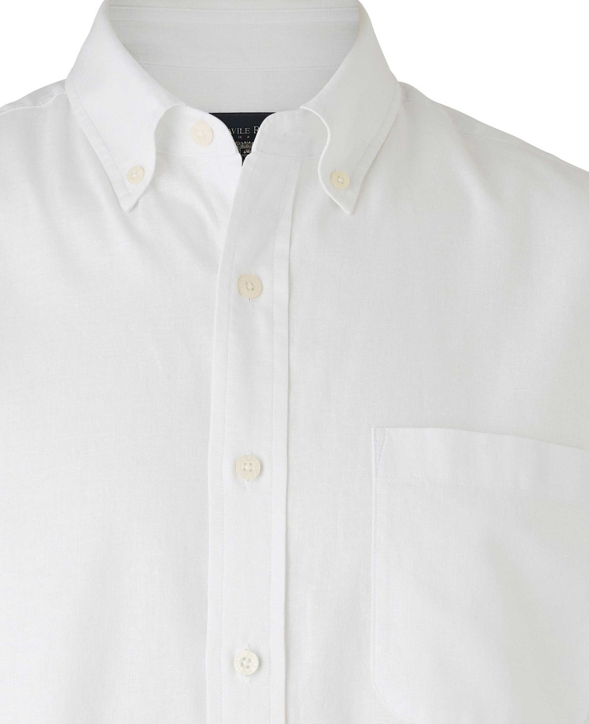 White Linen-Blend Classic Fit Short Sleeve Shirt