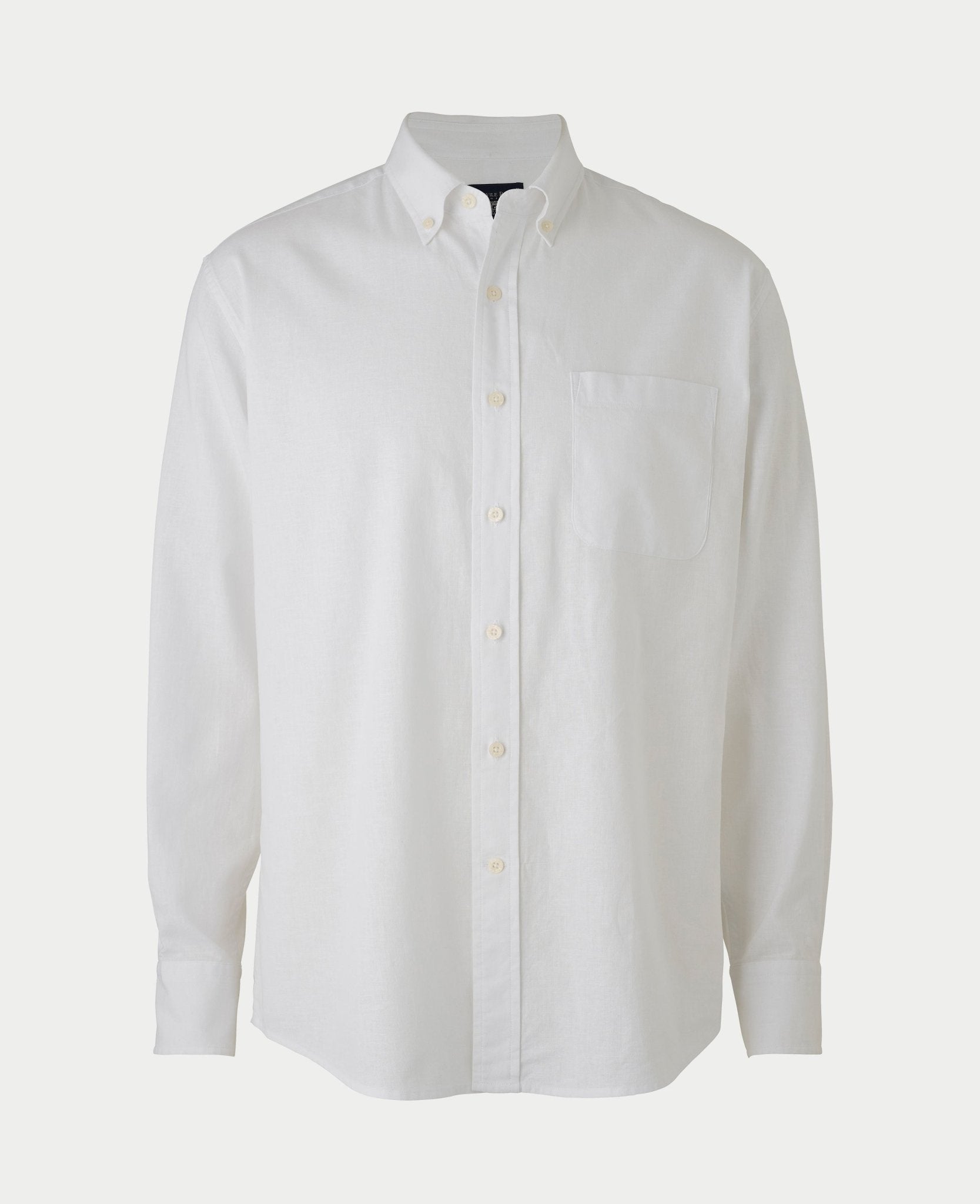Men's White Linen-Blend Classic Fit Casual Shirt | Savile Row Company