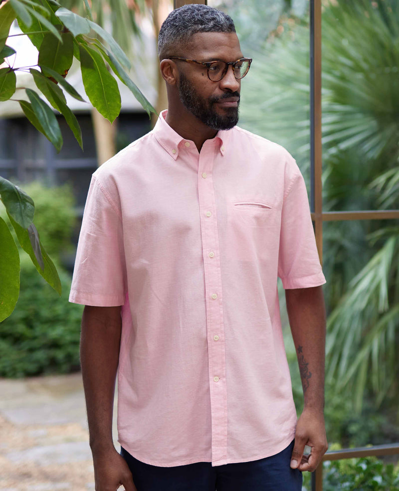 Pink Linen Cotton Short Sleeve Shirt