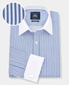 Blue Bengal Stripe Windsor Collar Classic Fit Formal Shirt - Double Cuff