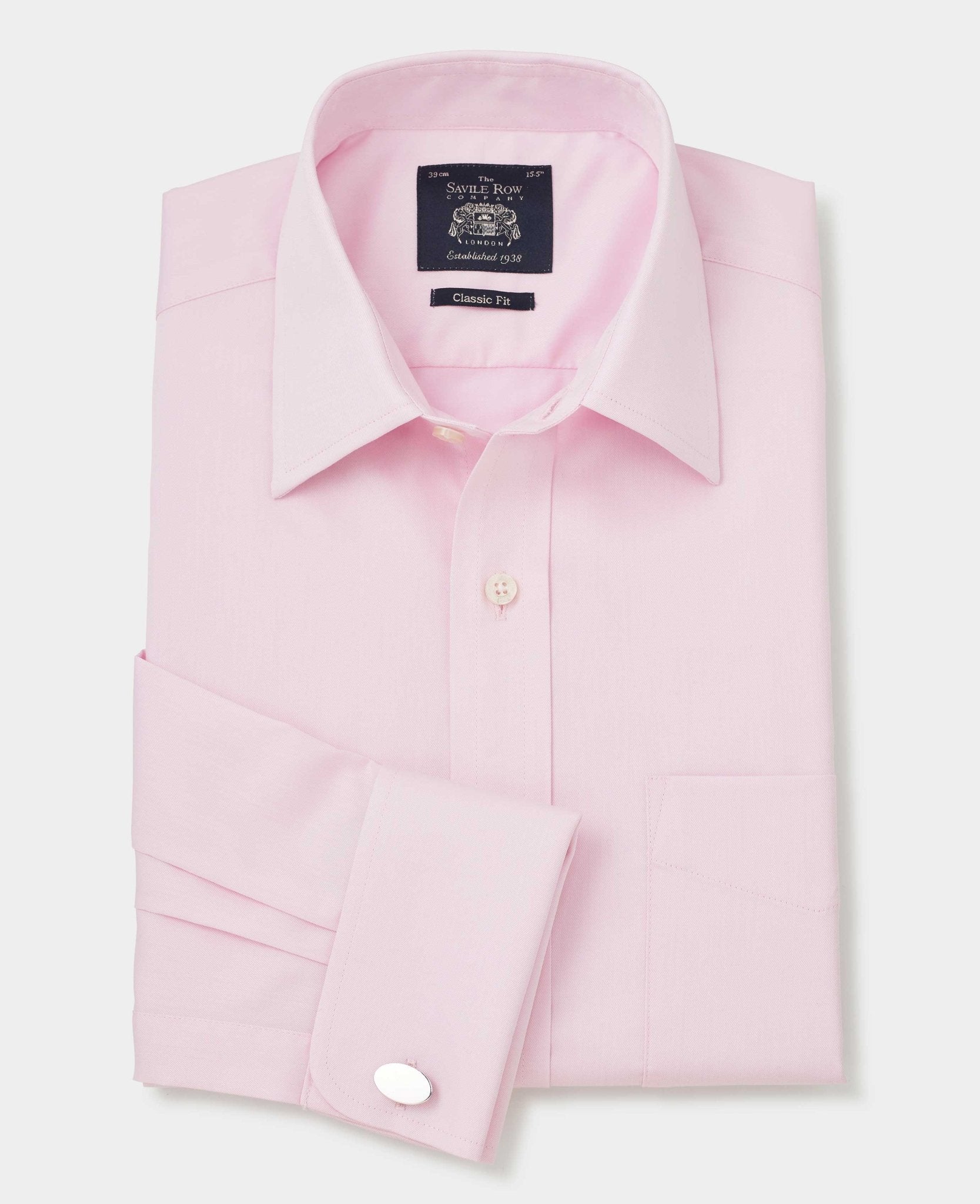 Men's Pale Pink Twill Classic Fit Formal Shirt With Single or