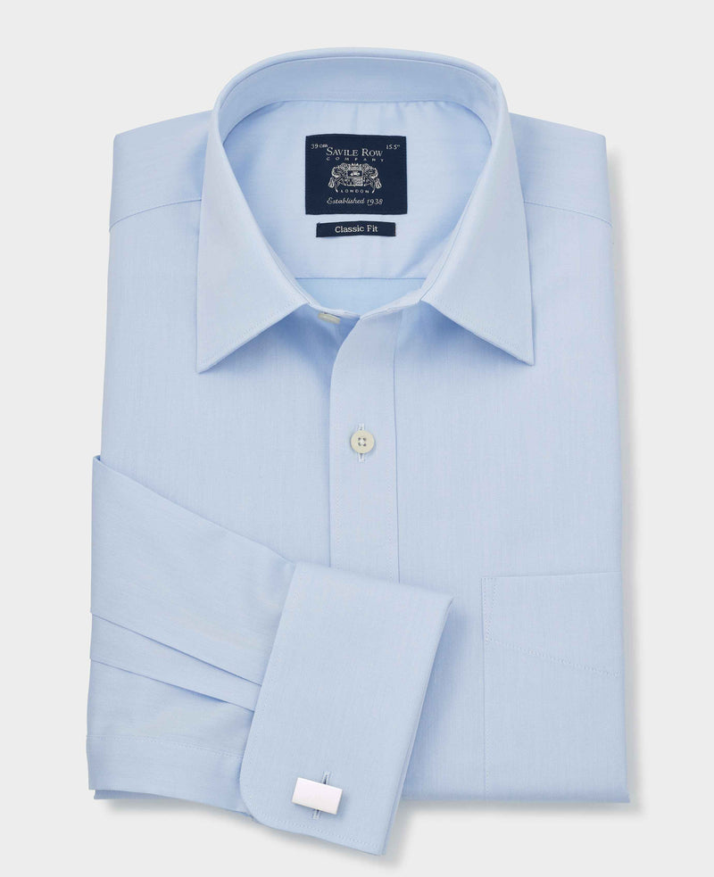 2pk White & Blue Twill Classic Fit Double Cuff Formal Shirts