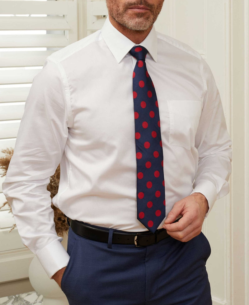 2pk White & Blue Twill Classic Fit Double Cuff Formal Shirts