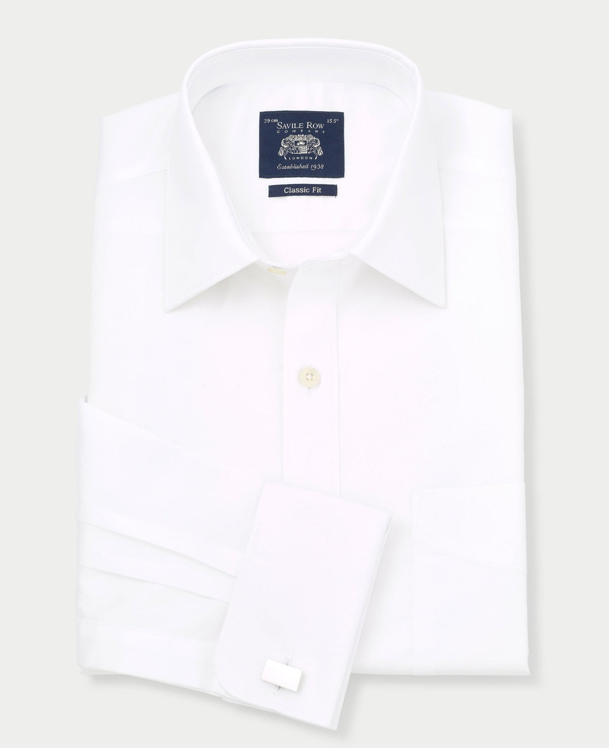 Men's White Twill Classic Fit Formal Shirt With Double Cuffs