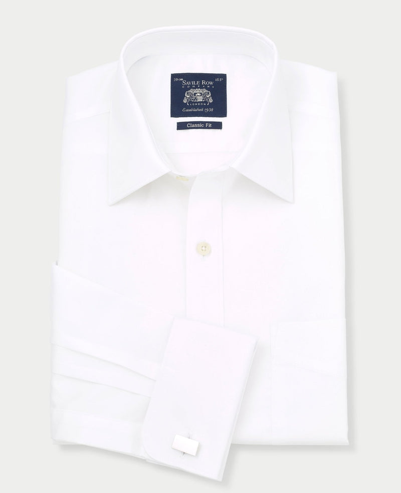 2pk White & Blue Twill Classic Fit Double Cuff Formal Shirts