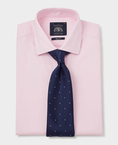 Men's Pink Cotton Twill Slim Fit Formal Shirt With Single or Double Cuffs