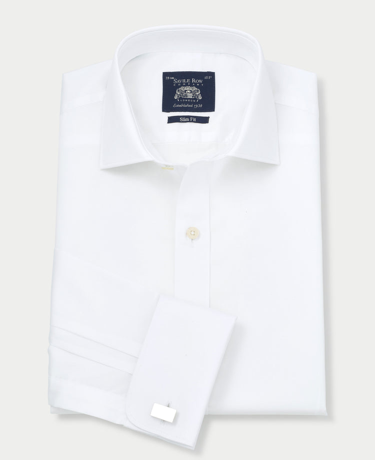 White Fine Twill Slim Fit Formal Shirt - Single or Double Cuff