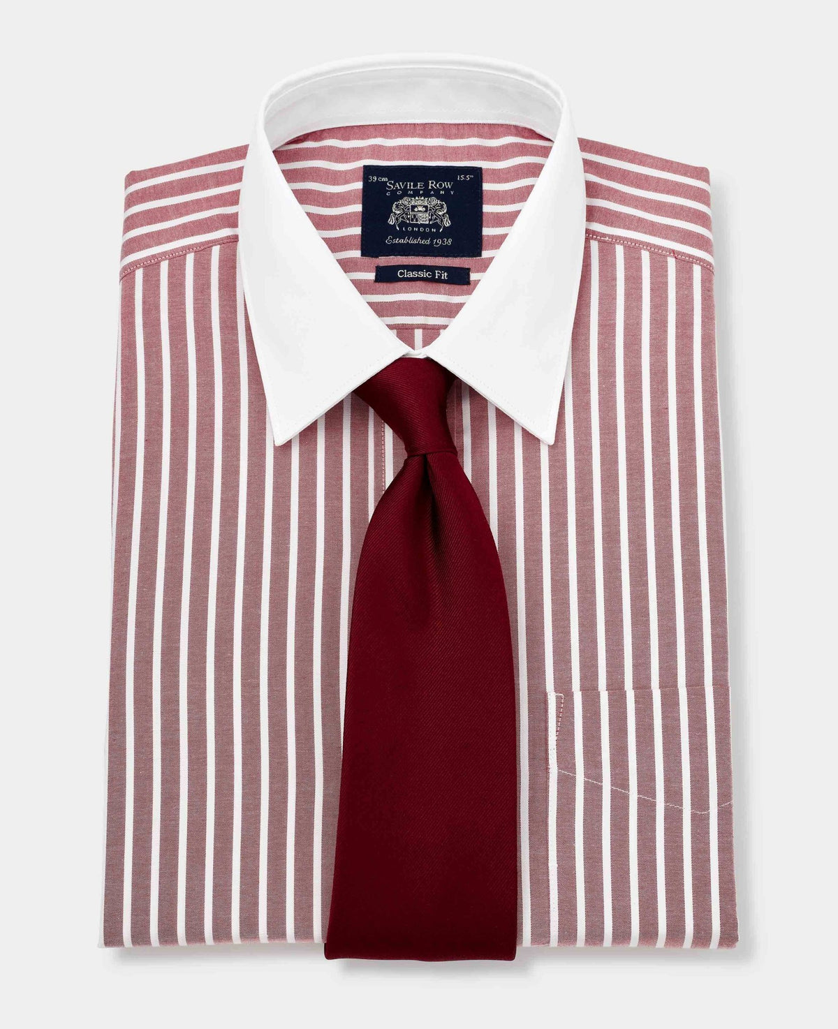 Men's Red White Stripe Classic Fit Winchester Formal Shirt With Double Cuffs