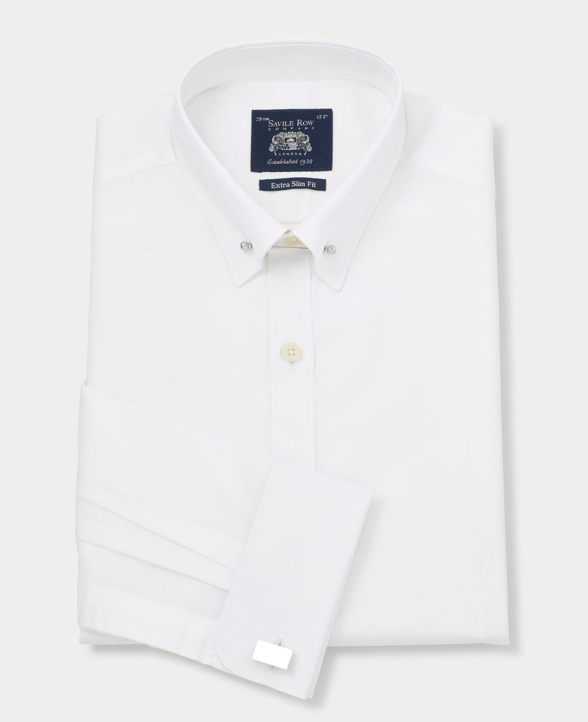 Men's double cuff pin collar shirt in white