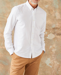 Men's White Slim Fit Casual Shirt In Shorter Length
