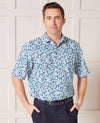 Floral Print Linen-Blend Short Sleeve Shirt