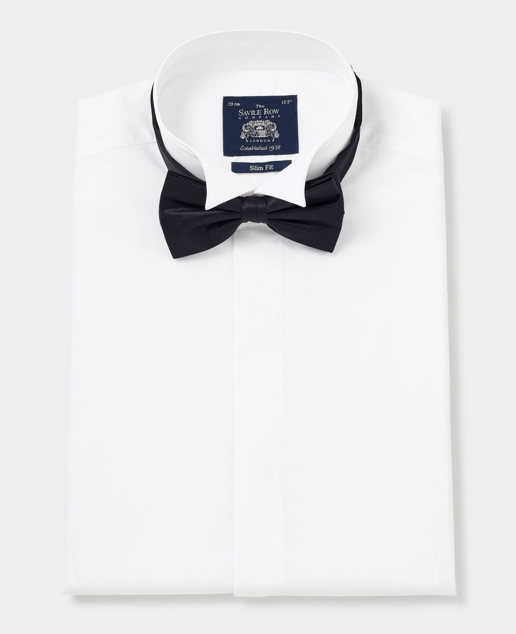 Men's White Wing Collar Slim Fit Dress Formal Shirt With Double Cuffs | Savile Row Company Men's White Wing Collar Slim Fit Dress Formal Shirt With Double Cuffs | Savile Row Company