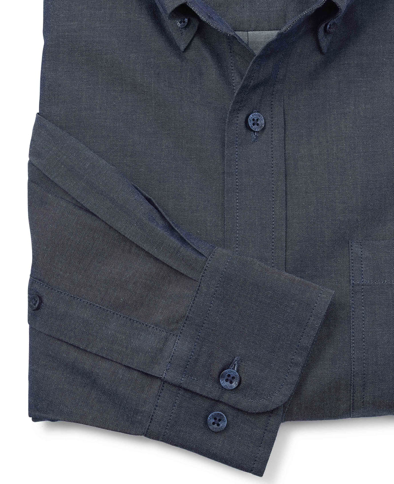 Denim Blue Twill Classic Fit Button-Down Shirt