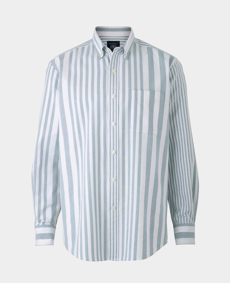 Blue White Variegated Stripe Oxford Shirt