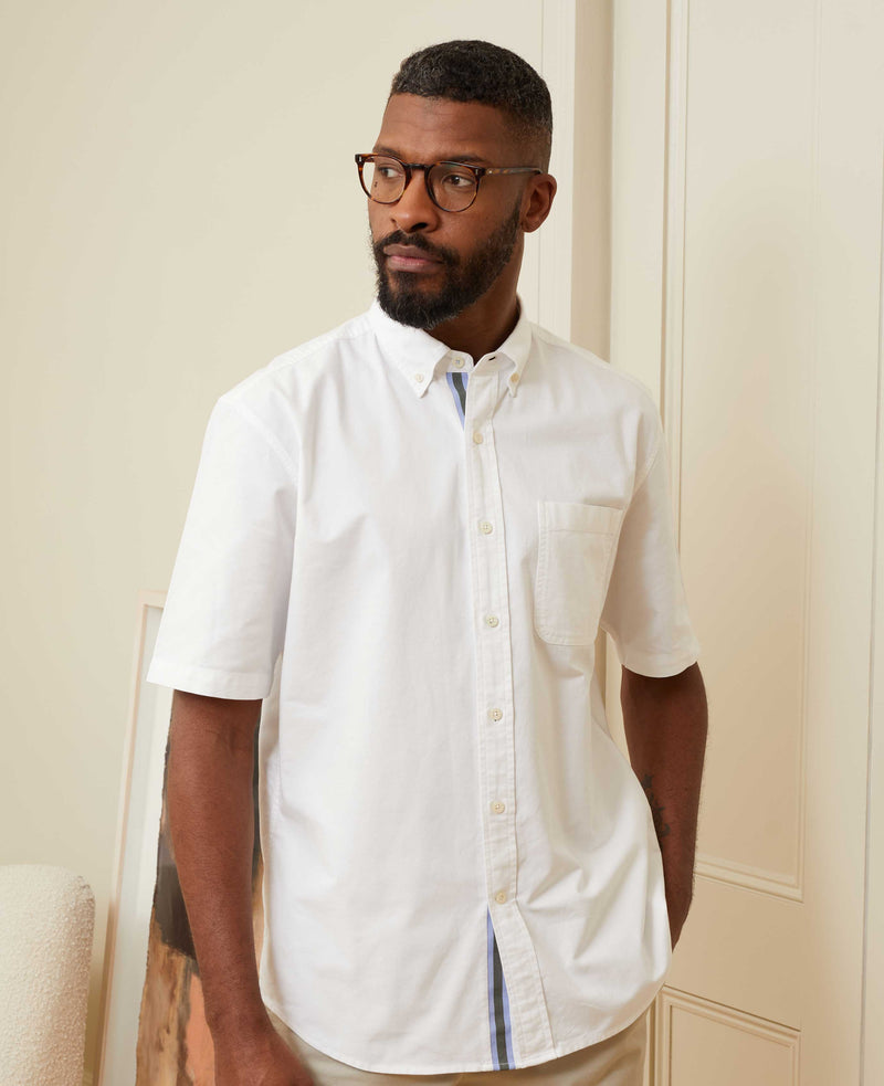 Men's White Short Sleeve Oxford Casual Shirt