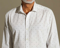 Men's White Classic Fit Printed Casual Shirt