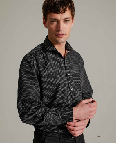 Men's Black Pinspot Print Casual Shirt