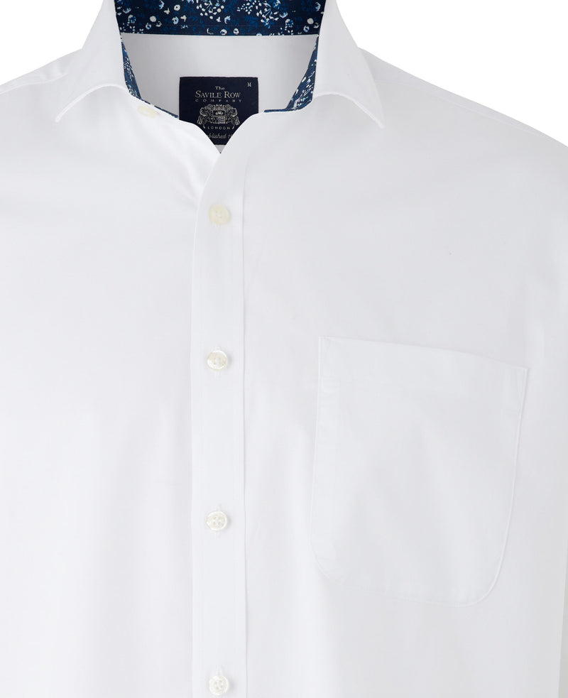 White Cotton Twill Classic Fit Casual Shirt